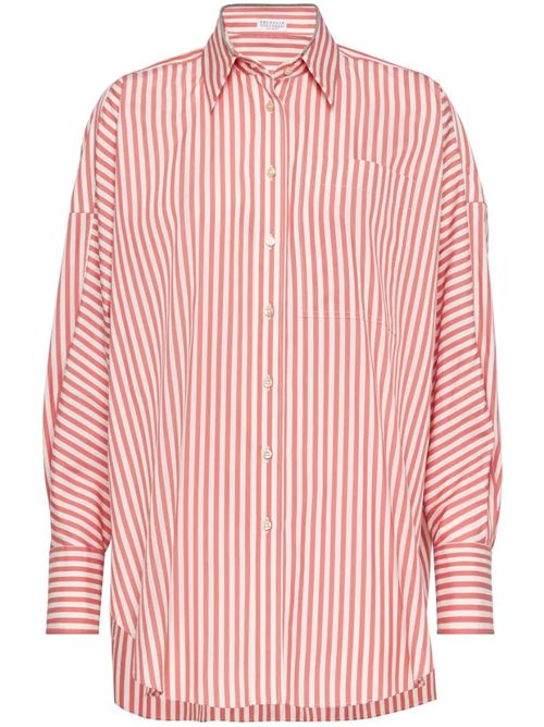 Red cotton-silk blend woman shirt Brunello Cucinelli | MH775MK946C072